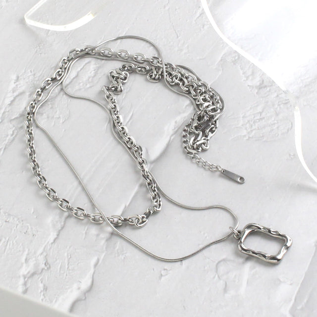 Necklace｜Frame Pendant Titanium Steel Necklace