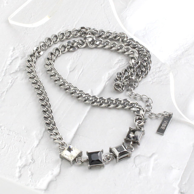 Necklace｜Gems Titanium Steel Necklace