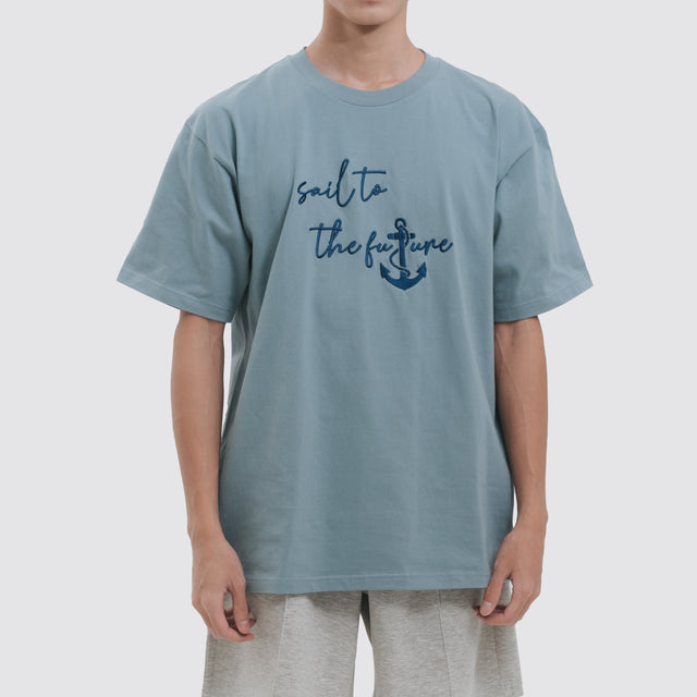 Embroidery Logo T-shirt-Indigo Blue